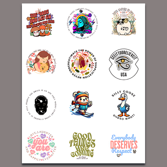 12 Varied Colors Cool Stickers_ Waterproof Stickers